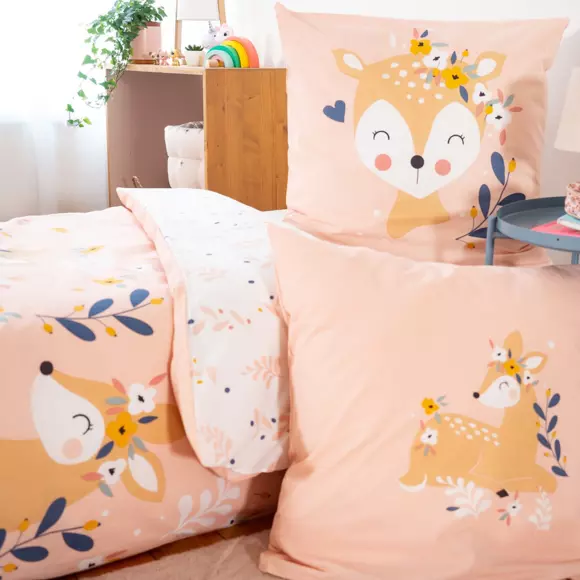 Funda nórdica y una funda de almohada de algodón (140 cm) Deer Rosa 3