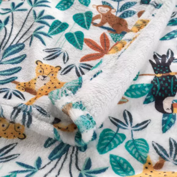Plaid doux enfant (150 cm) Jungle story Vert 3