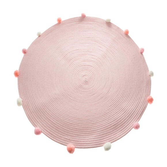 Baumwollteppich (D90 cm) Pompons Rosa 2