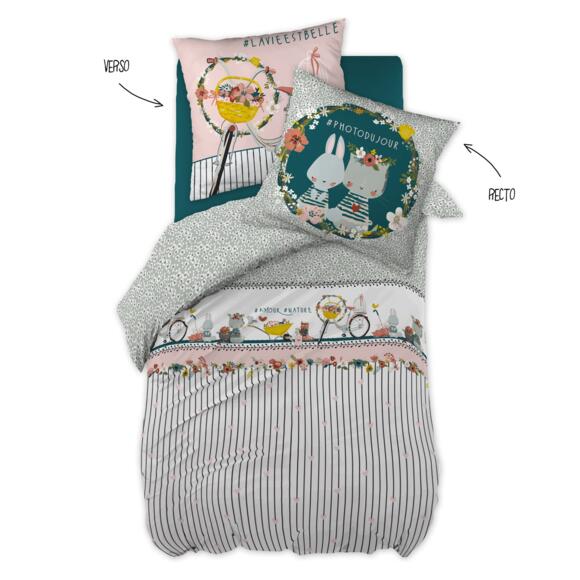 Funda nórdica y una funda para almohada algodón (140 cm) Jardinage Multicolor 7