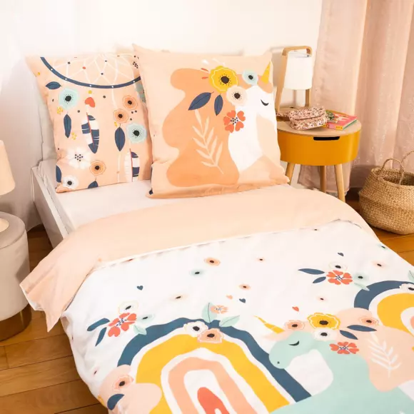 Funda nórdica y una funda de almohada de algodón (140 cm) Prunellia Rosa 2