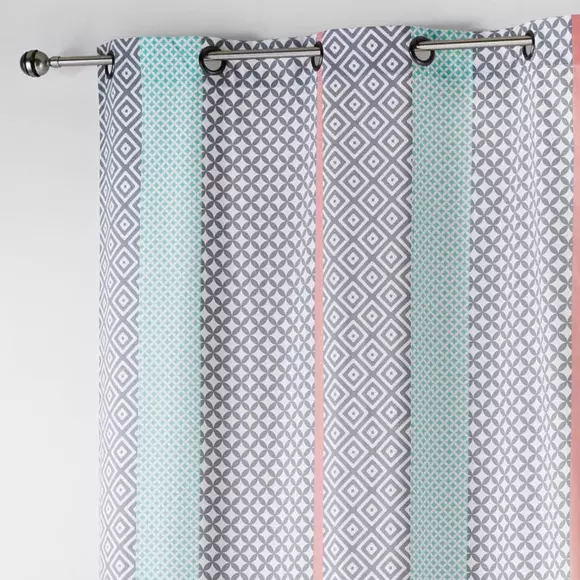 Cortina algodón (140 x 240 cm) Baltic Rosa y Menta 3