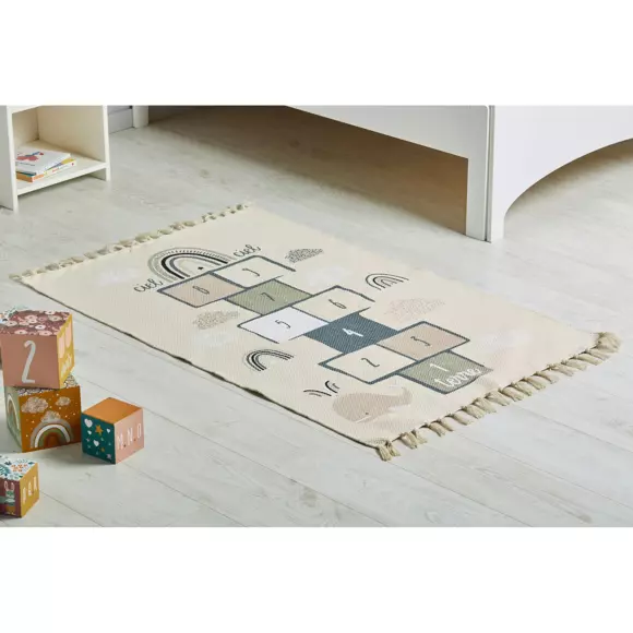 Tapis coton enfant (120 cm) Marelles Beige