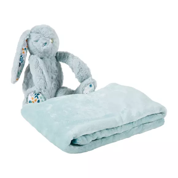 Plaid (90 cm) en knuffel Konijno Bleu 2