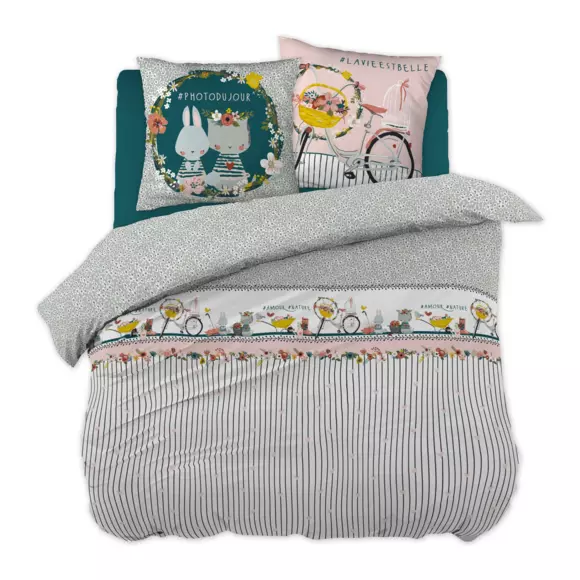 Funda nórdica y dos fundas para almohada algodón (240 cm) Jardinage Multicolor 7