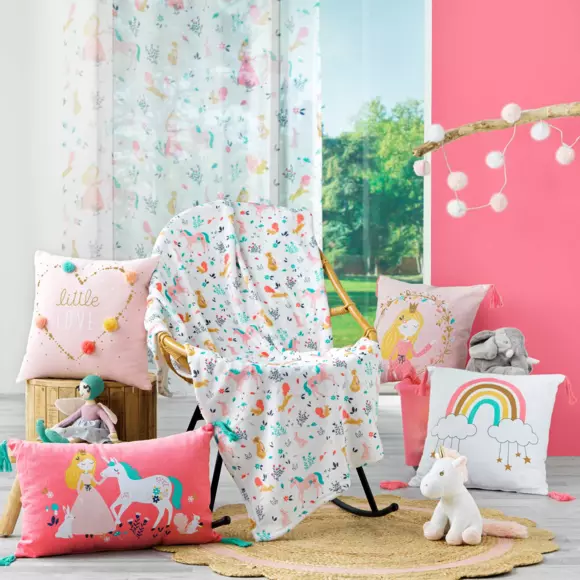 Plaid doux enfant (150 cm) Princesse licorne Rose 2