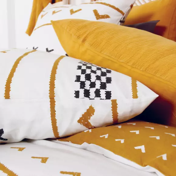 Housse de couette et une taie enfant coton bio (140 cm) Tapisset Jaune moutarde 2
