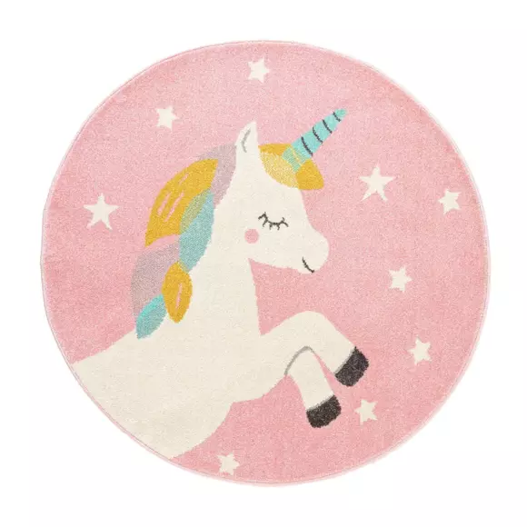Tapis rond enfant (100 cm) Etoiline Rose 3