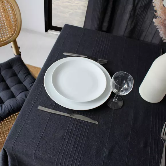 Nappe rectangulaire coton recyclé (L240 cm) Bombay Gris anthracite 2