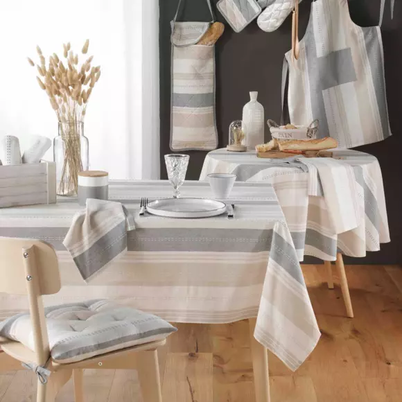 Nappe ronde coton recyclé (D180 cm) Andria Beige 2