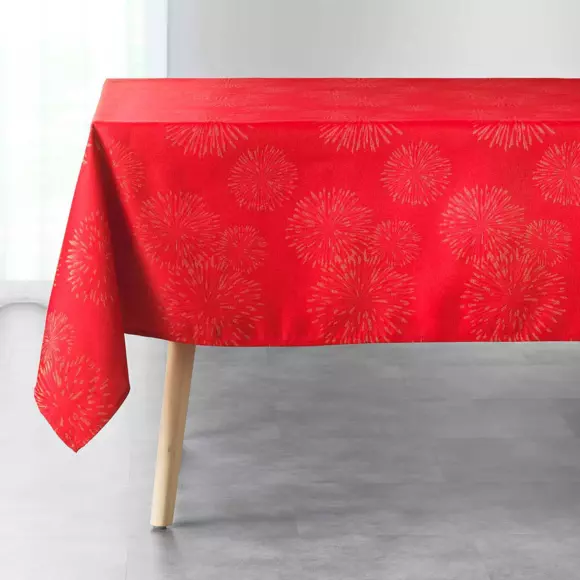 Nappe rectangulaire (L300 cm) Artifice Rouge et or 3