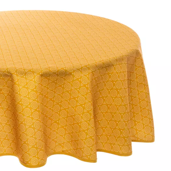 Tovaglia rotonda anti macchia (Ø180 cm) Etnik Giallo senape 3