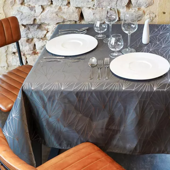 Nappe rectangulaire (L350 cm) Facette Gris anthracite 2