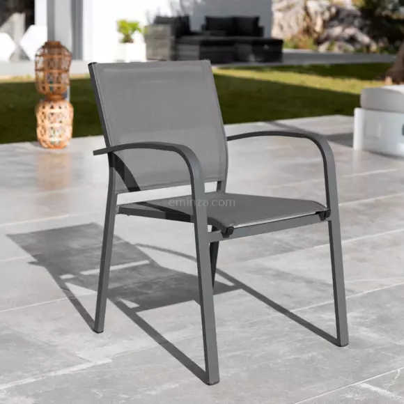 Sedia con braccioli da giardino impilabili Murano - Grigio antracite 7