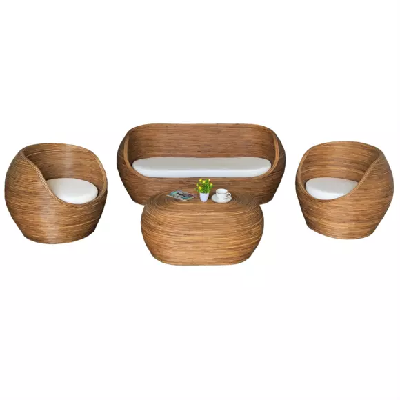 Conjunto de jardín de ratán Trinidad Natural - 5 plazas 2