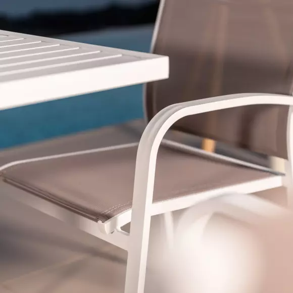 Sedia con braccioli da giardino impilabili Murano - Bianco / Tortora 7