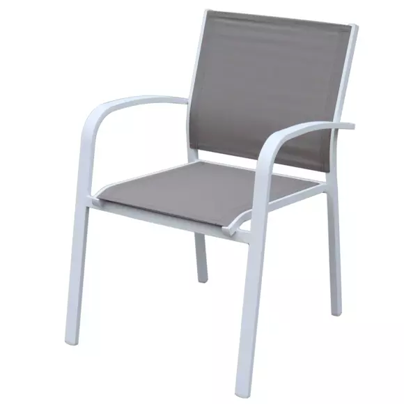 Sedia con braccioli da giardino impilabili Murano - Bianco / Tortora 8