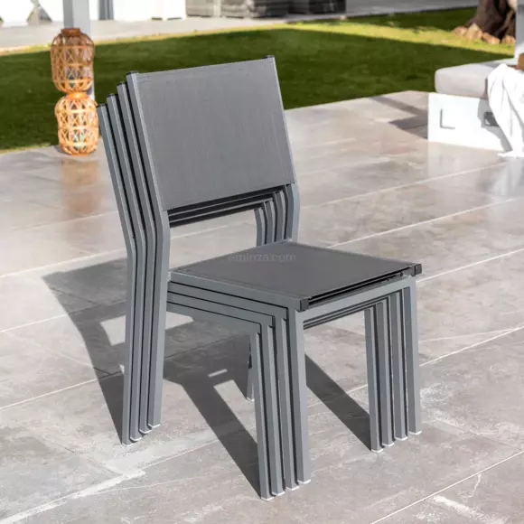Silla de jardín alu apilable Murano - Gris antracita 3