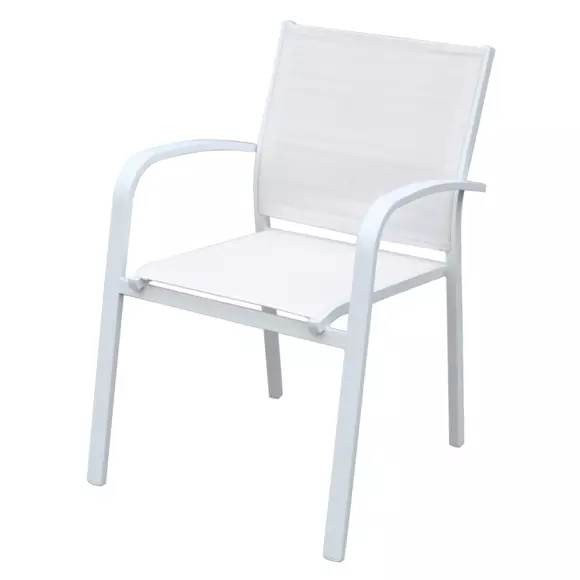 Stapelbarer Gartenstuhl mit Armlehnen Murano Aluminium - Weiß 8