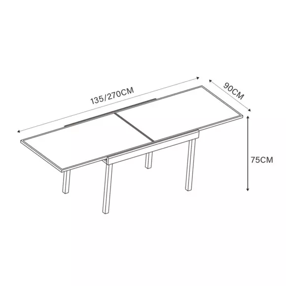 Table de jardin extensible 10 places en verre Murano (270 x 90 cm) - Anthracite 8