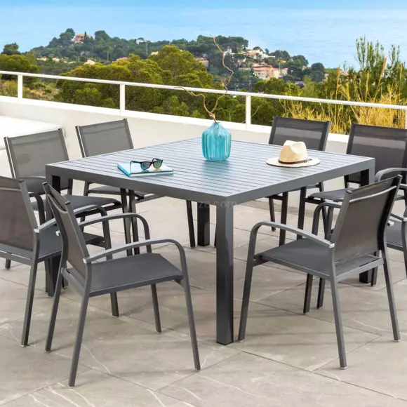 Fauteuil de jardin alu empilable Murano - Gris ardoise 2
