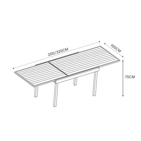 Rechteckiger Gartentisch ausziehbar Murano Aluminium (Bis zu 12 Pers.) - Schiefergrau 9