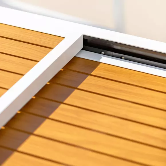 Mesa de jardín extensible 10 personas Aluminio efecto madera Murano (270 x 90 cm) - Blanca 3