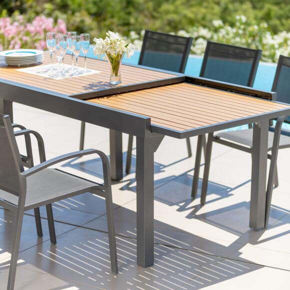 Tavolo da giardino allungabile 10 posti Alluminio effetto legno Murano (270 x 90 cm) - Grigio antracite 2