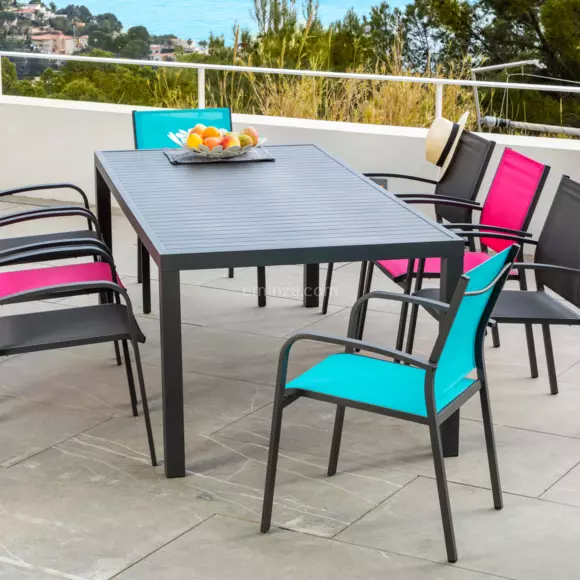 Mesa de jardín rectangular  Aluminio Murano (8 pers.) - Gris pizarra 2