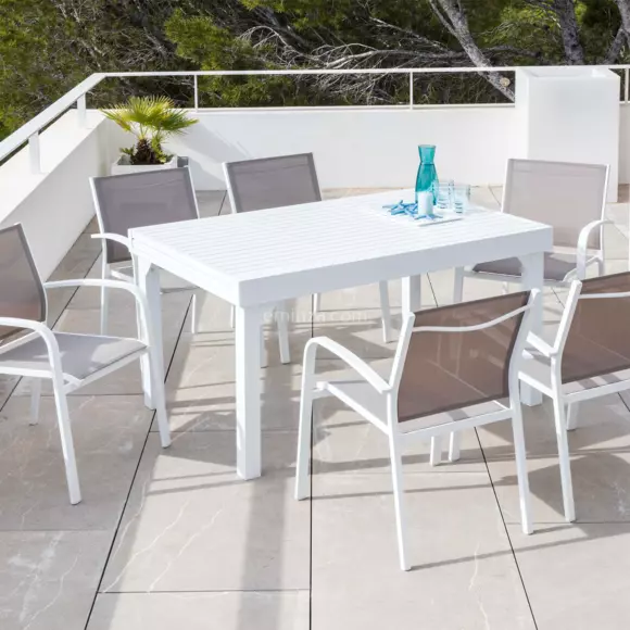 Rechteckiger Gartentisch ausziehbar Murano Aluminium (Bis zu 10 Pers.) - Weiß 2