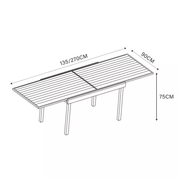 Tuintafel uitschuifbaar 10 personen Aluminium Murano (270 x 90 cm) - Leigrijs 7