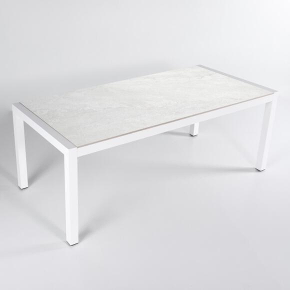 Tavolo da giardino 6 posti Alluminio/Ceramica Modena (150 x 75 cm) - Bianco/Grigio 3