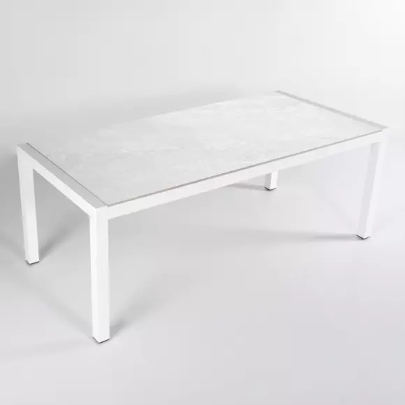Tuintafel 6 zitplaatsen Aluminium/Keramiek Modena (150 x 75 cm) - Wit/Gris 3