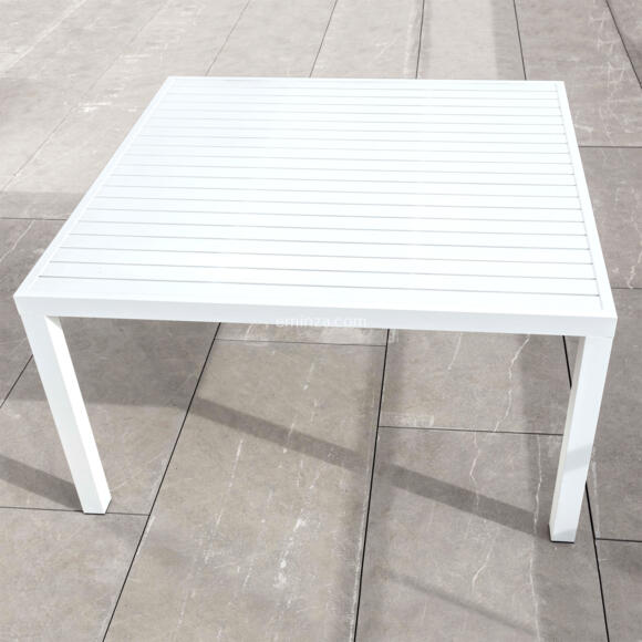 Mesa de jardín cuadrada Aluminio Murano (136 x 136 cm) - Blanco 3