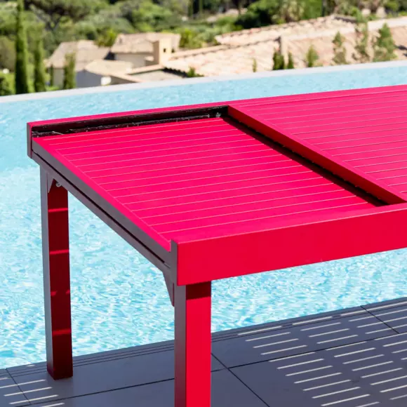 Tuintafel uitschuifbaar 12 personen Aluminium Murano (320 x 100 cm) - Rood 2