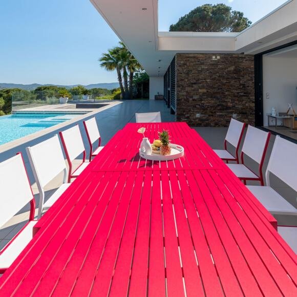 Mesa de jardín rectangular extensible Aluminio Murano (Hasta 12 pers.) - Rojo 3