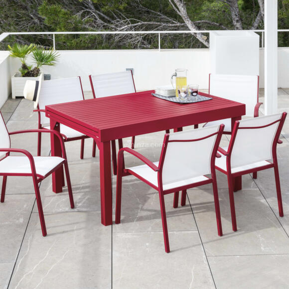 Table de jardin extensible 12 places Aluminium Murano (320 x 100 cm) - Rouge 7