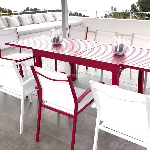 Mesa de jardín rectangular extensible Aluminio Murano (Hasta 12 pers.) - Rojo 8