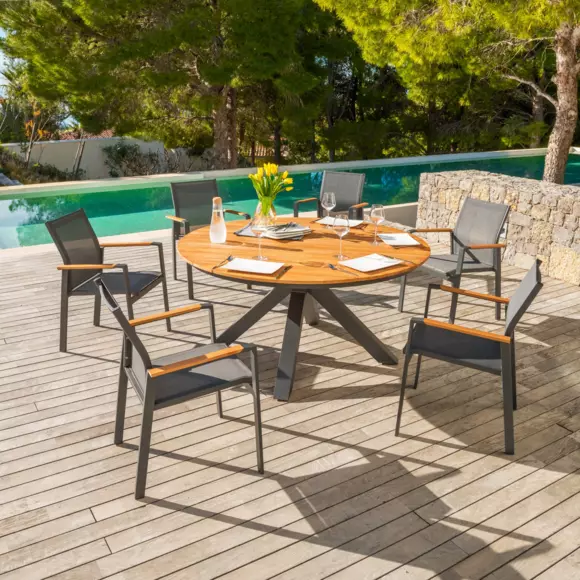 Fauteuil de jardin alu empilable Bali - Gris anthracite 3