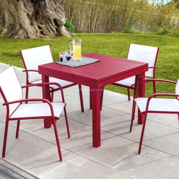 Tavolo da giardino allungabile 8 posti Alluminio Murano (180 x 90 cm) - Rosso 2