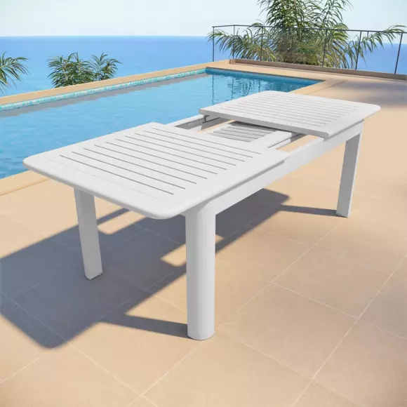 Mesa de jardín extensible 10 plazas Verona (280 x 95 cm) - Blanca 2