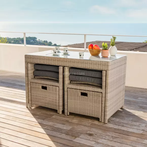 Salon de jardin encastrable Menorca Gris - 4 places 2