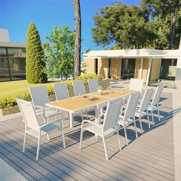 Sillón de jardín alto y apilable de aluminio Murano - Blanco 2