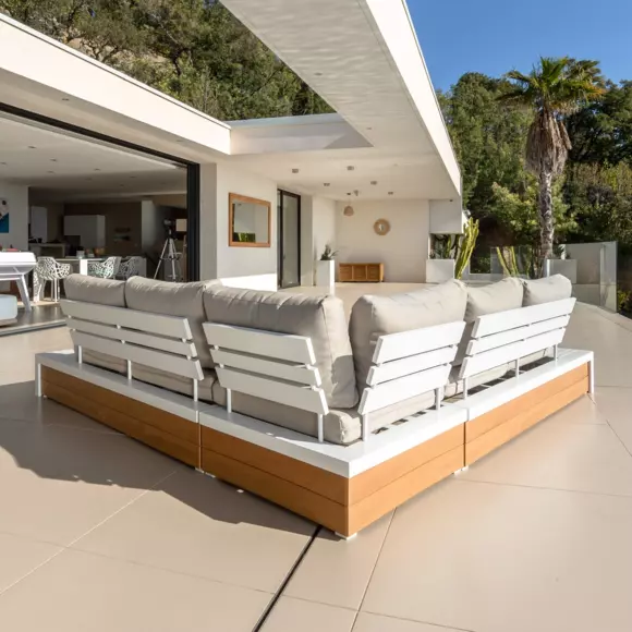 Salon de jardin d'angle Manacor Blanc - 5 places 2