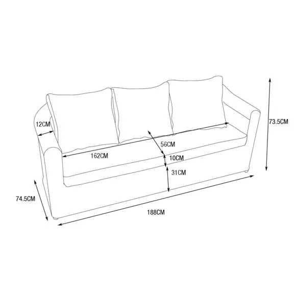 Canapé de jardin 3 places Calvi - Sepia/Ecru