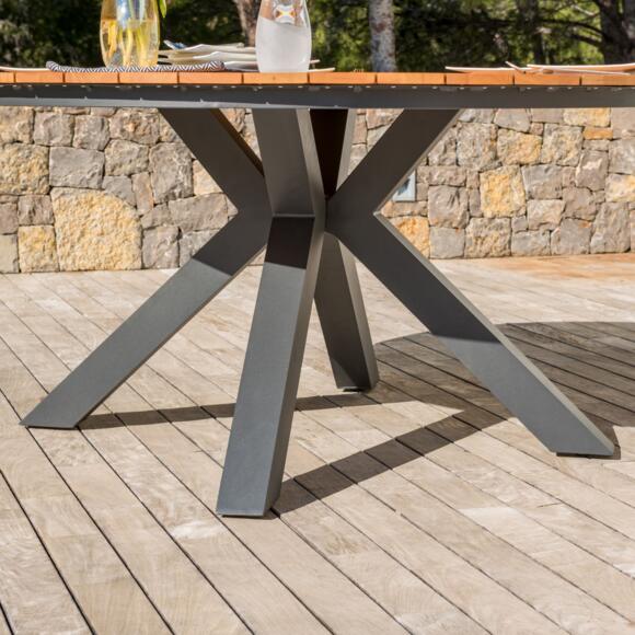 Table de jardin 8 places Aluminium/Teck Bali (D140 cm) - Gris anthracite 2