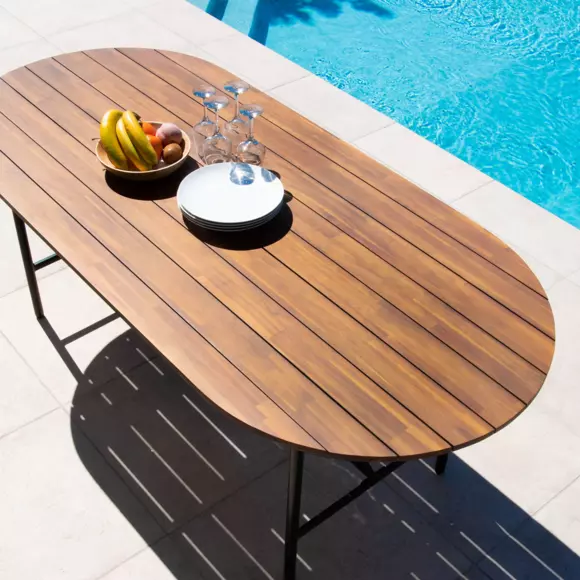 Table de jardin 8 places en bois Cadiz (200 x 90 cm) - Naturel 3
