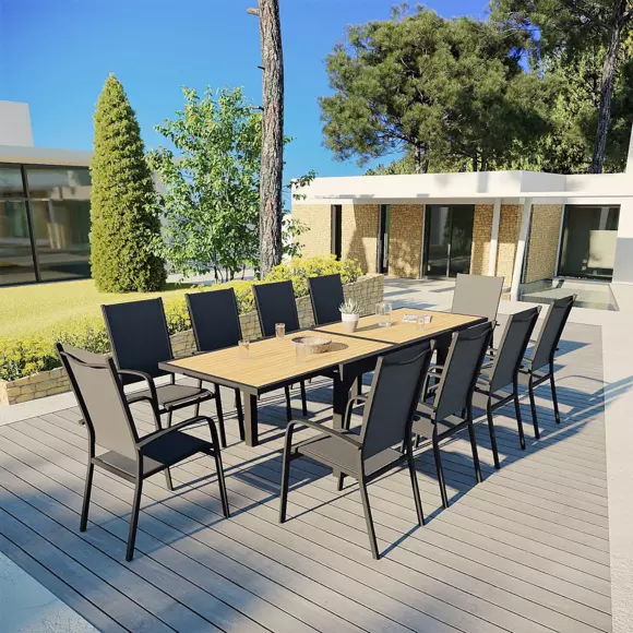 Sillón de jardín alto y apilable de aluminio Murano - Gris antracita 2