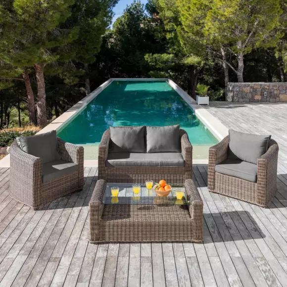 Lot de coussins de remplacement pour salon de jardin Calvi 4 places - Gris foncé 2