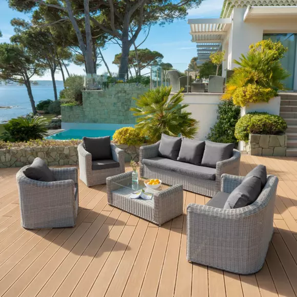 Lot de coussins de remplacement pour salon de jardin Calvi 7 places - Gris foncé 2
